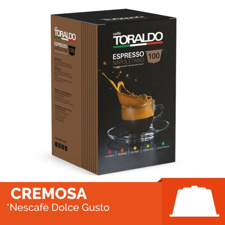 100 Casule Toraldo Caffe Miscela Cremosa– Compatibil Dolce Gusto