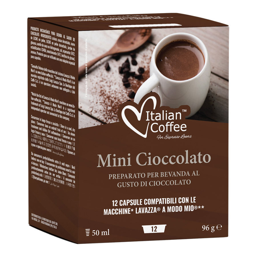 12 capsule italian coffee mini ciocolata compatibil a modo mio
