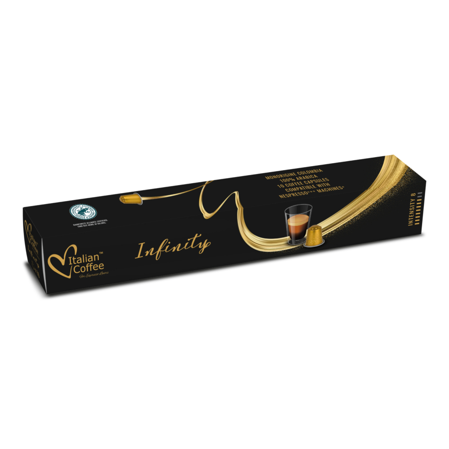 10 capsule aluminiu italian coffe infinity 100% arabica colombia compatibil nespresso