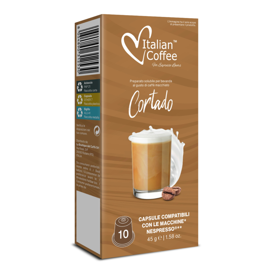 10 capsule italian coffe cortado compatibil nespresso
