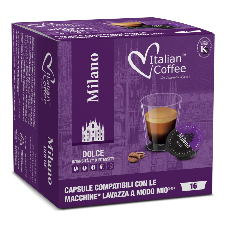 16 capsule italian coffee milano dolce compatibil a modo mio