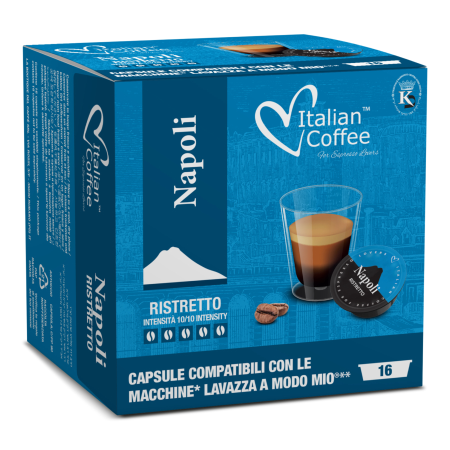 16 capsule italian coffee napoli ristretto compatibil a modo mio