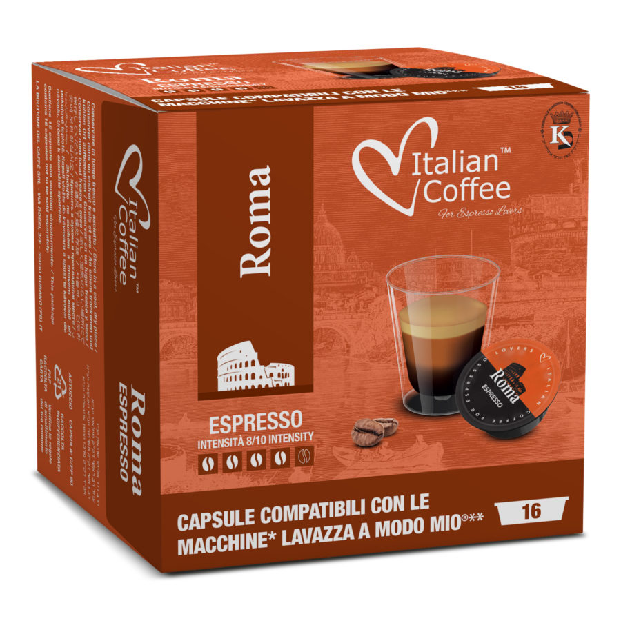 16 capsule italian coffee espresso roma compatibil a modo mio