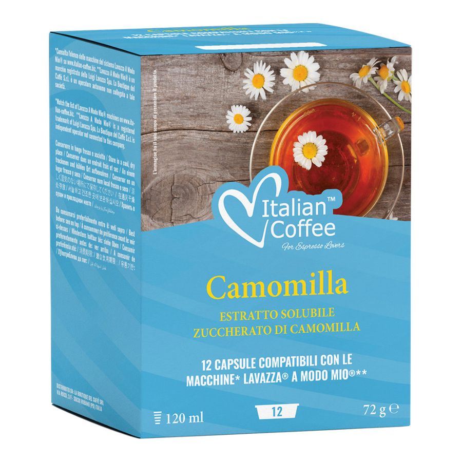 12 capsule italian coffee ceai de mușețel compatibil a modo mio