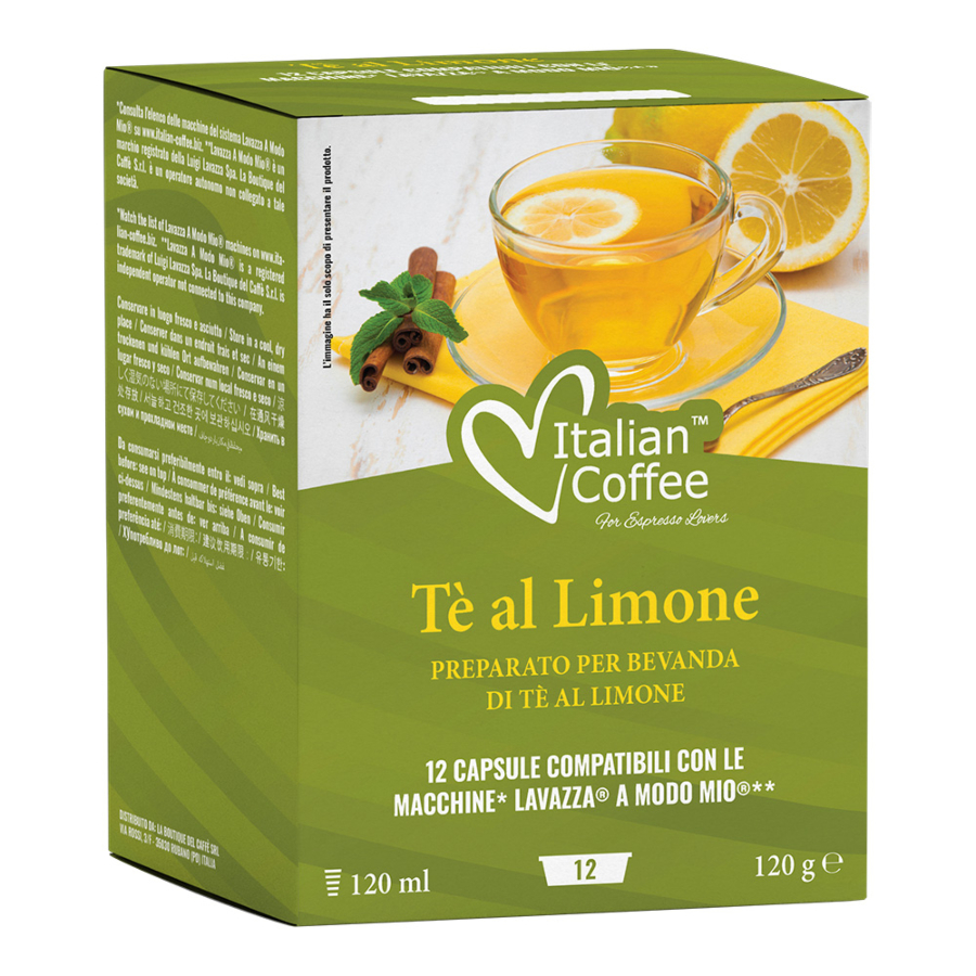 12 capsule italian coffee ceai de lămâie compatibil a modo mio