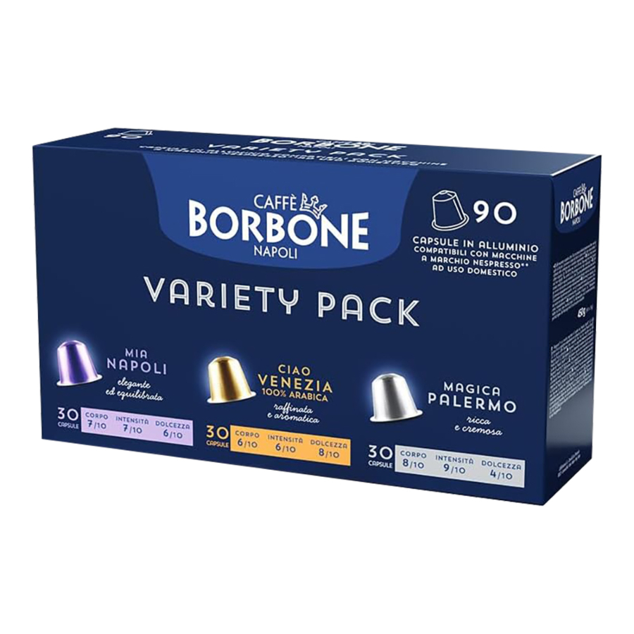 90 capsule aluminiu caffè borbone (30 napoli 30 venezia 30 palermo) compatibile nespresso
