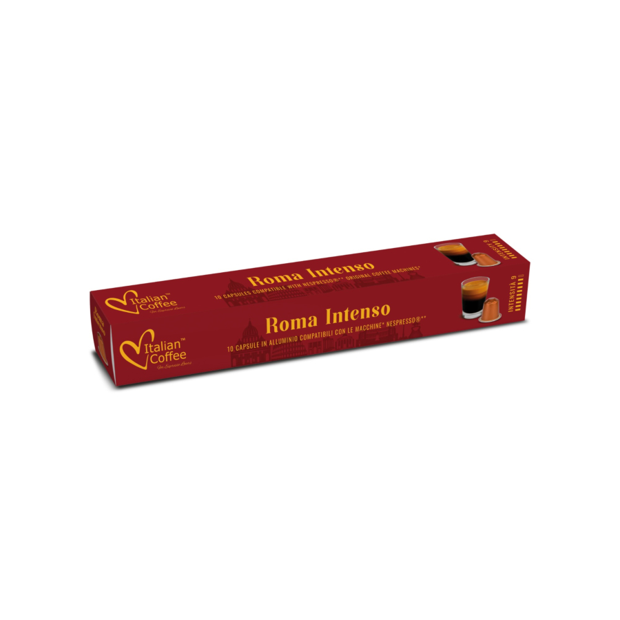 10 capsule aluminiu italian coffe roma intenso compatibile nespresso